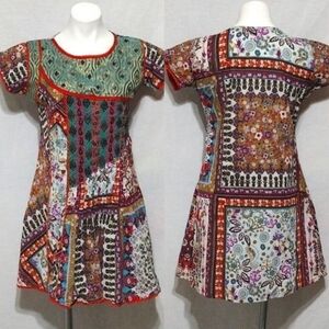 New 18 Fire Bohemian Bollywood Beaded Shift Dress Medium Couture Festival Chic